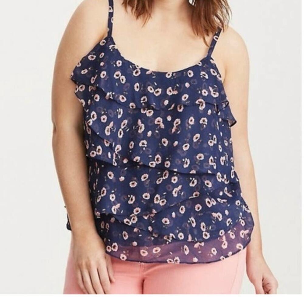 Torrid Y2K Cottagecore Floral Chiffon Layered Ruffle Tank - Size 3X - Picture 2 of 10